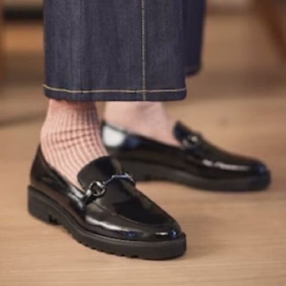 Franco Sarto Cason Black Patent Faux Leather Loafer Size 9 - Picture 1 of 6